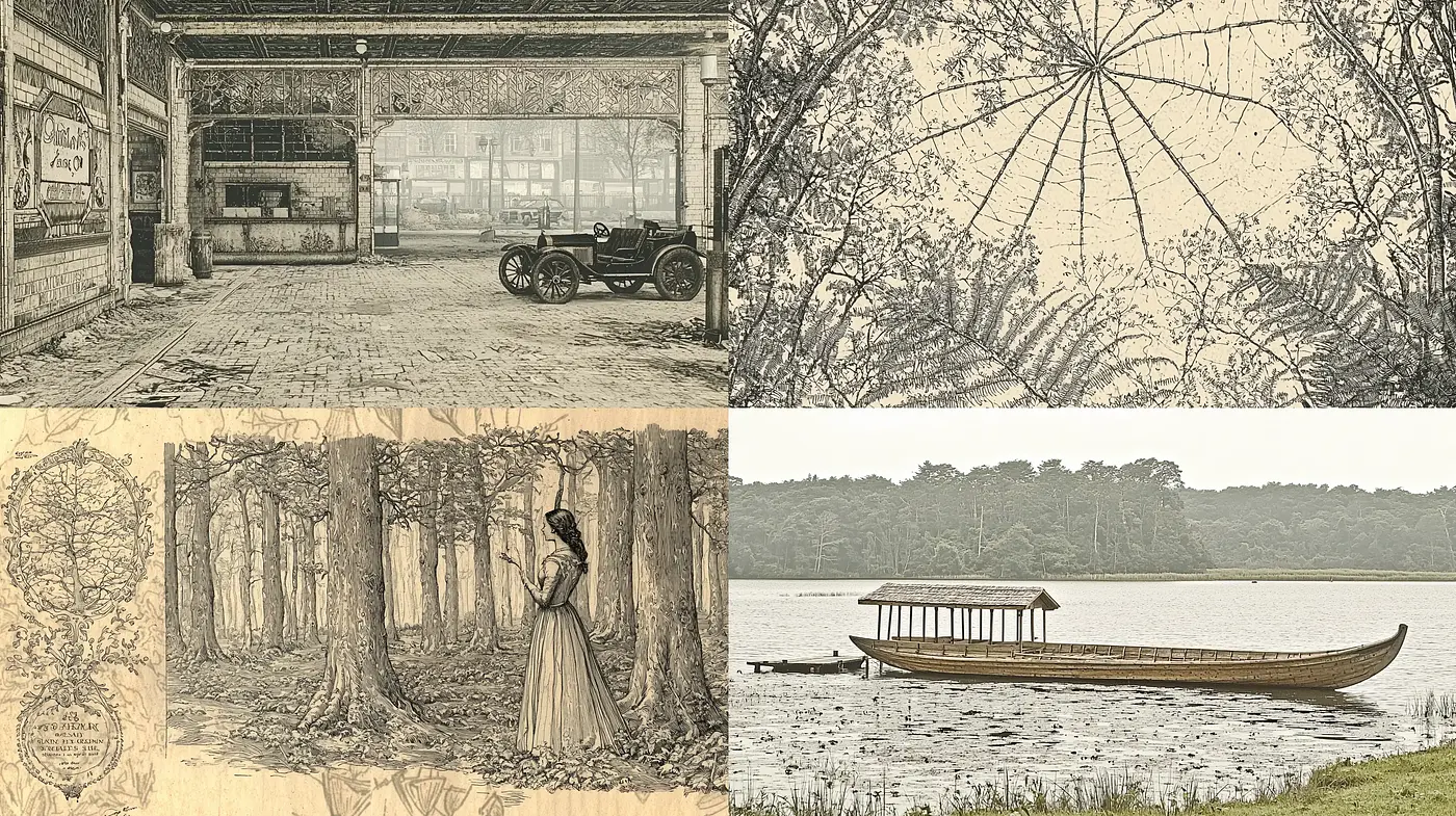 Antiquated Etching Essence with Monochrome Sepia Harmony - Midjourney sref style