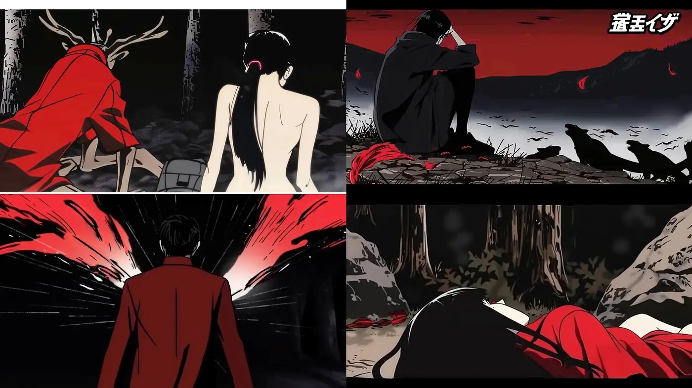 Stark Anime-Inspired Visuals with a Mysterious Evening Ambiance - Midjourney sref style