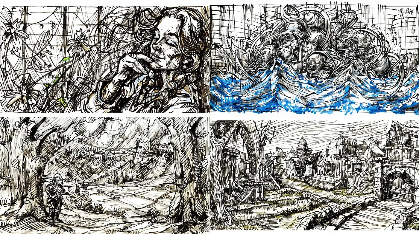 Intricate yet whimsical illustrations blending natural and fantastical elements - Midjourney sref style