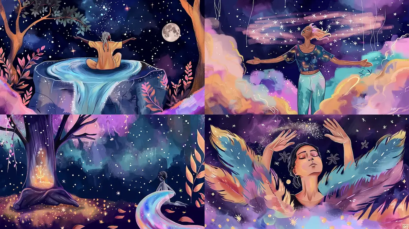 Dreamlike and Ethereal Illustrations with Surreal Elements - Midjourney sref style