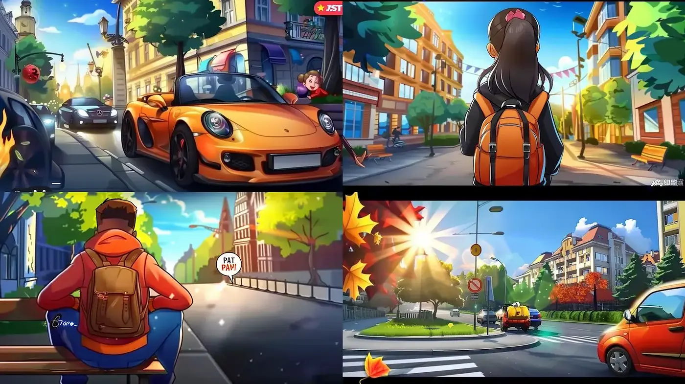 Vibrant Urban Scenes Highlighting Modern Life with a Playful Touch - Midjourney sref style