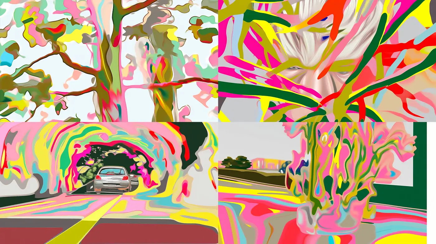 Vibrant Abstract Fluidity: A Study in Vivid Colors and Dynamic Movement - Midjourney sref style