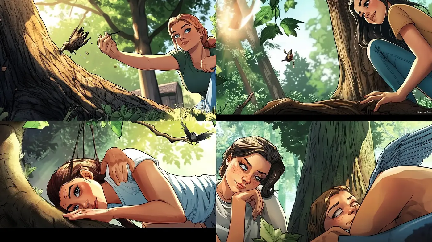 Serene Animated Forest Dreamscapes in Vivid Illustration - Midjourney sref style