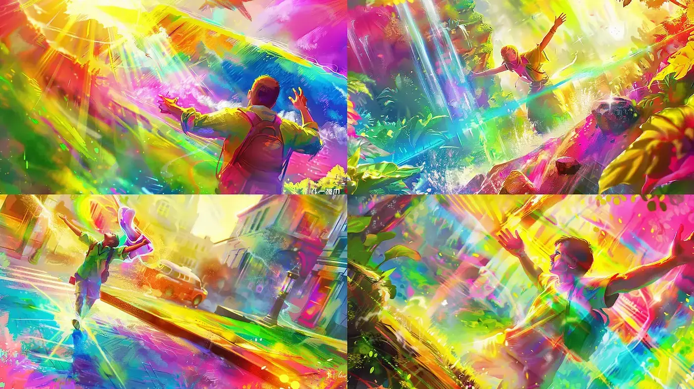 Radiant Spectrum Explosion – A Vivid Dance of Light and Color - Midjourney sref style