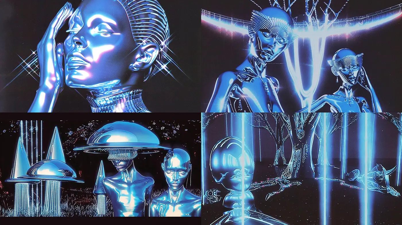 Futuristic Neon Glamour: A Synthesis of Cyber Elegance - Midjourney sref style