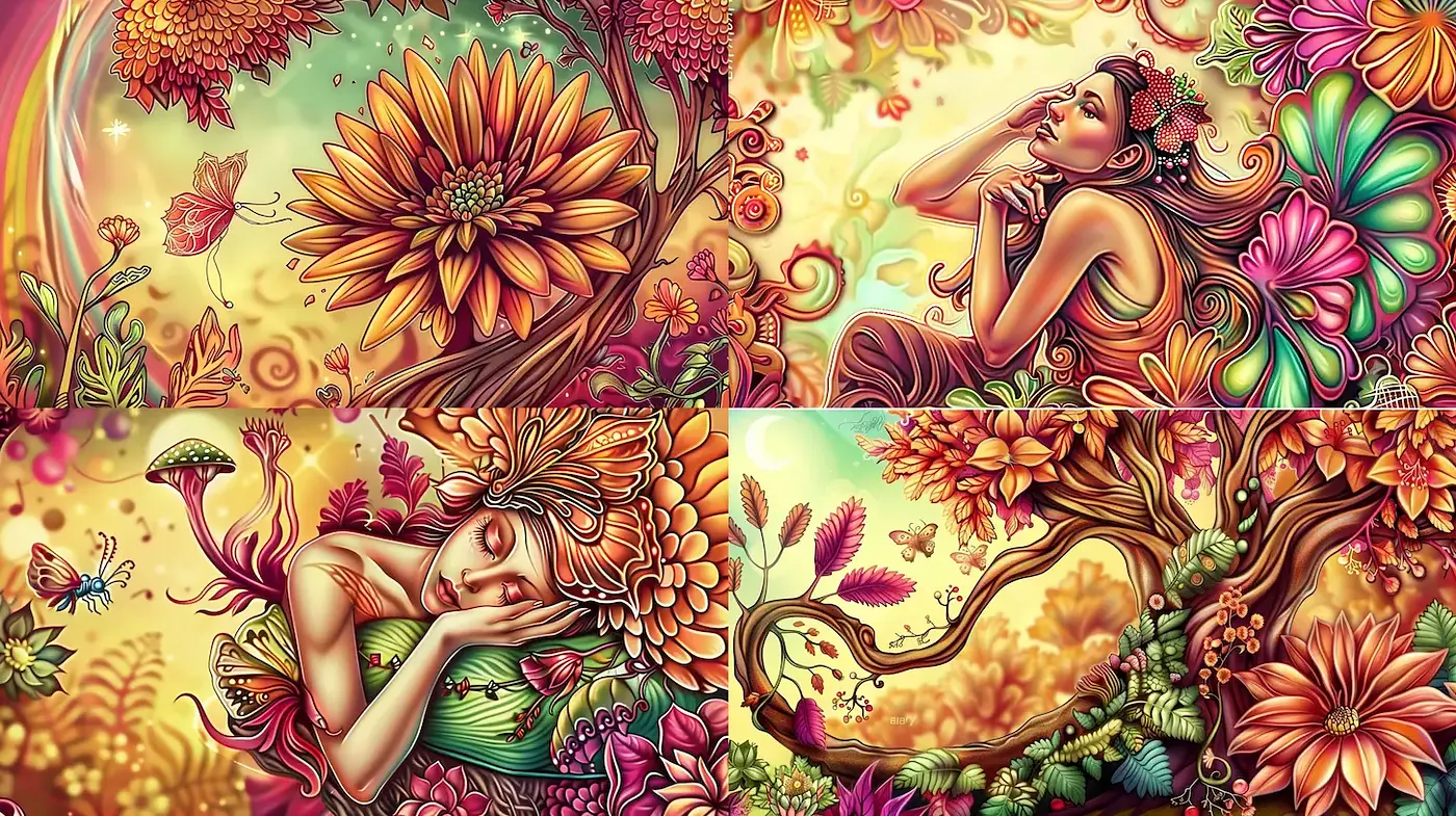 Dreamy Floral Inspiration with Vibrant Artistry - Midjourney sref style