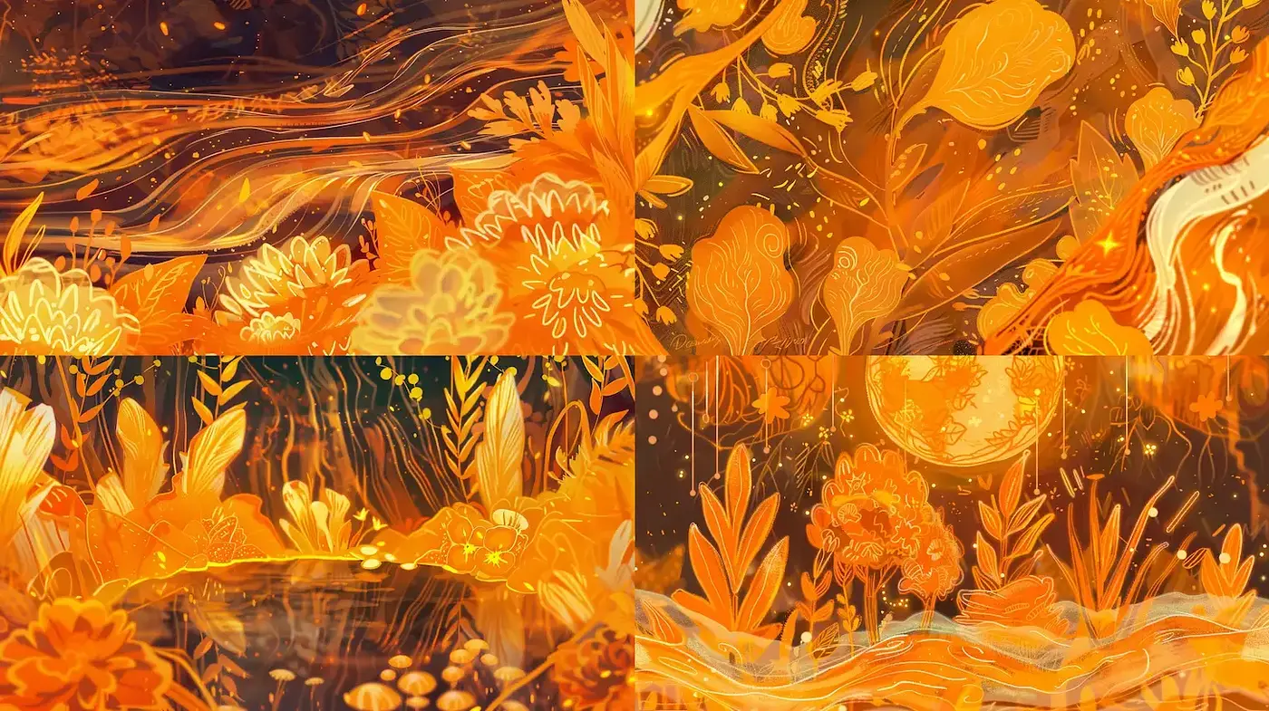 Warm and Ethereal Nature Illustrations with Surreal Flora - Midjourney sref style