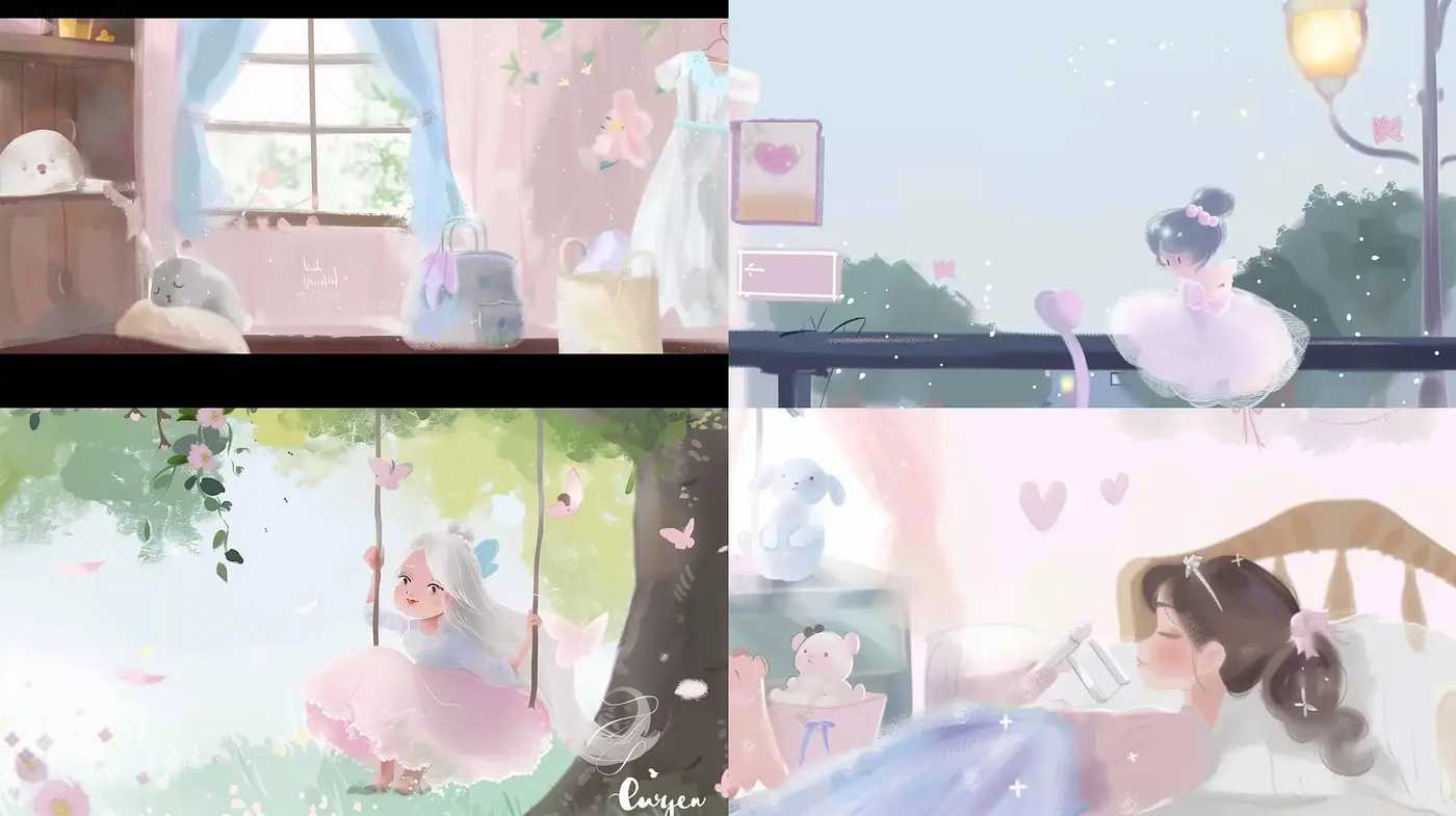 Soft Pastel Dreamscape in Whimsical Anime Style - Midjourney sref style