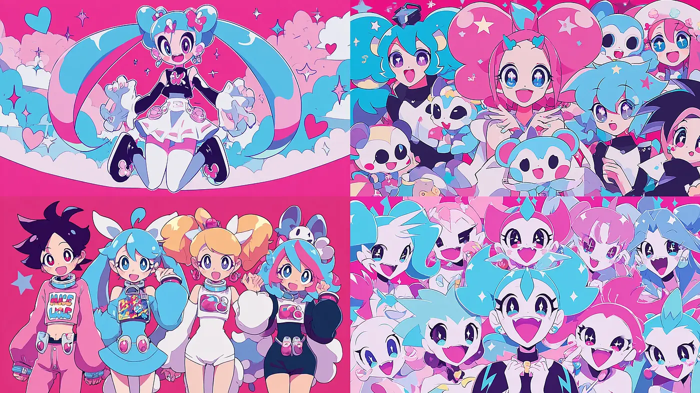 Vibrant and Quirky Anime-Style Illustrations with a Playful Aesthetic - Midjourney sref style