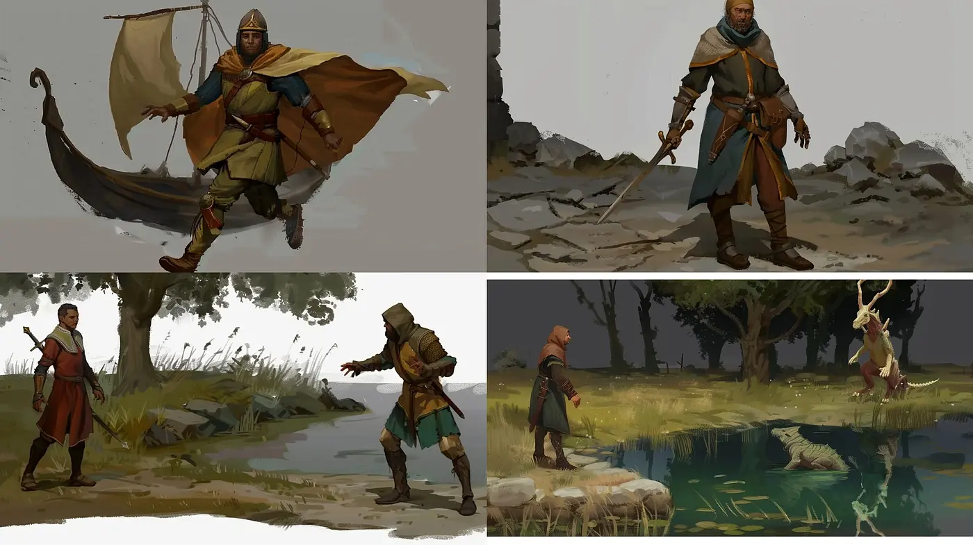 Muted Tones and Rough Textures: A Homage to the Ruggedness of the Medieval Fantasy World - Midjourney sref style
