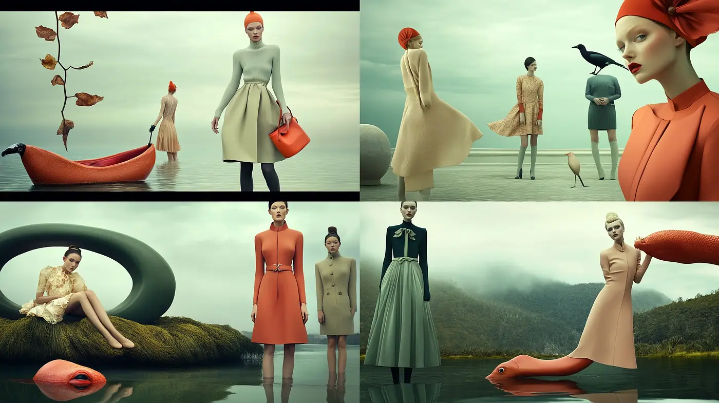 Surrealist Elegance in Tranquil Hues: A Homage to Serenity and Style - Midjourney sref style