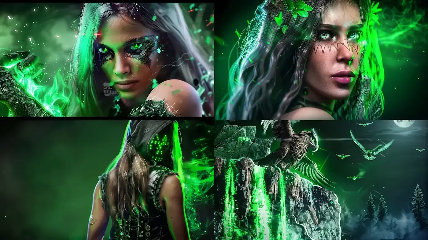 Enchanted Emerald Mystique: A Fusion of Fantasy and Photorealism - Midjourney sref style