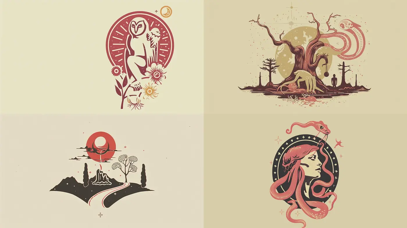 Retro Fantasy Illustration in Earthy Sepia Tones - Midjourney sref style