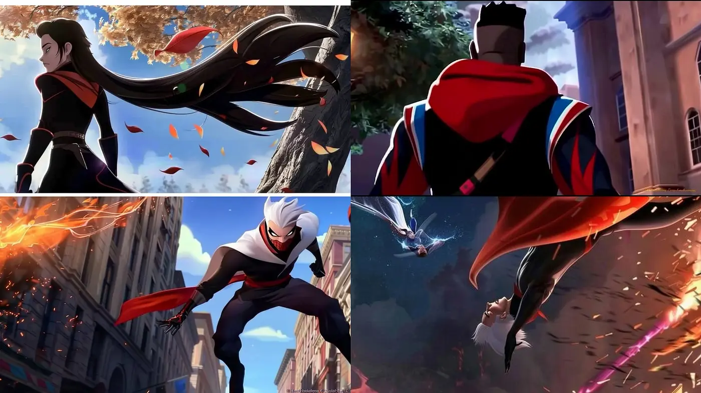 Dynamic Superhero Tableau with a Vibrant Graphic Novel Aesthetic - Midjourney sref style