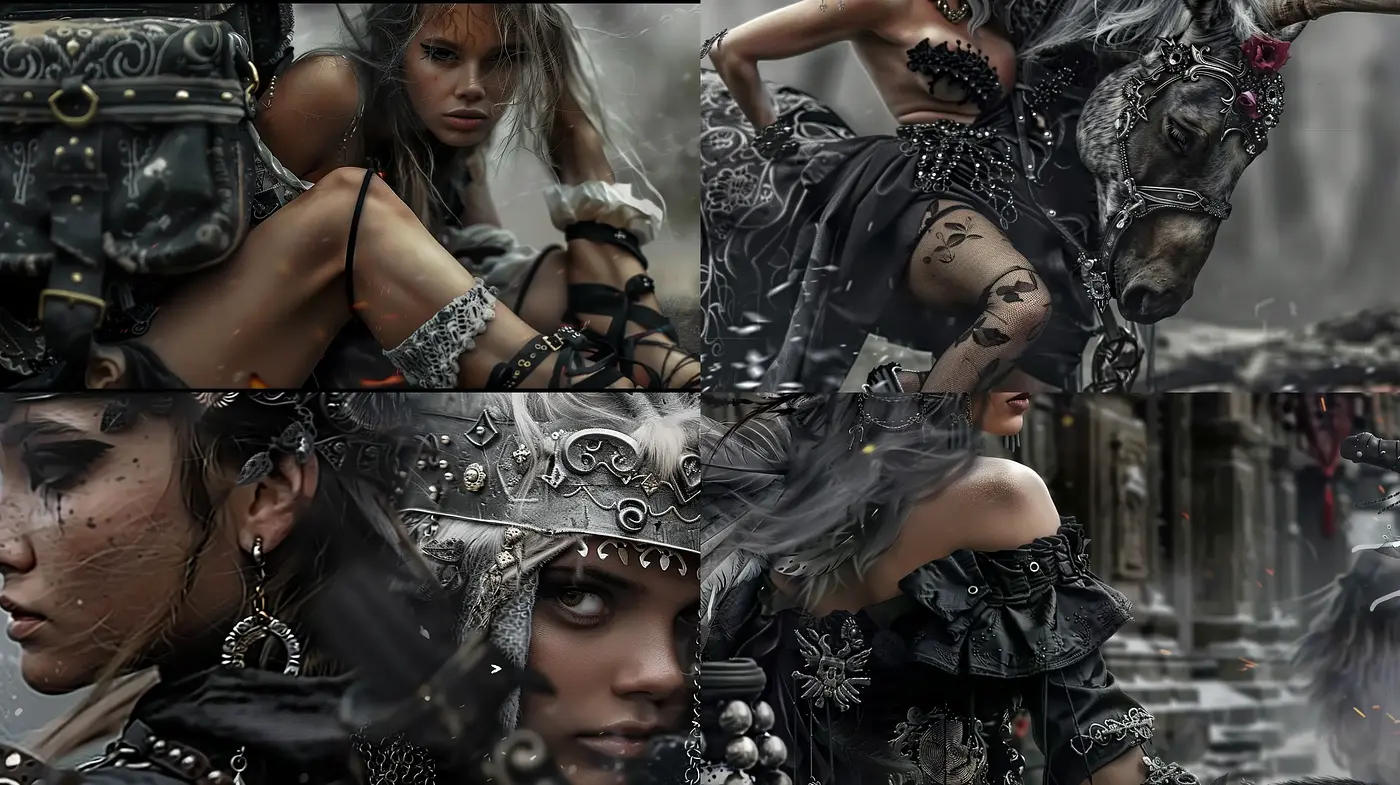 Gothic Elegance in Monochromatic Fantasy - Midjourney sref style