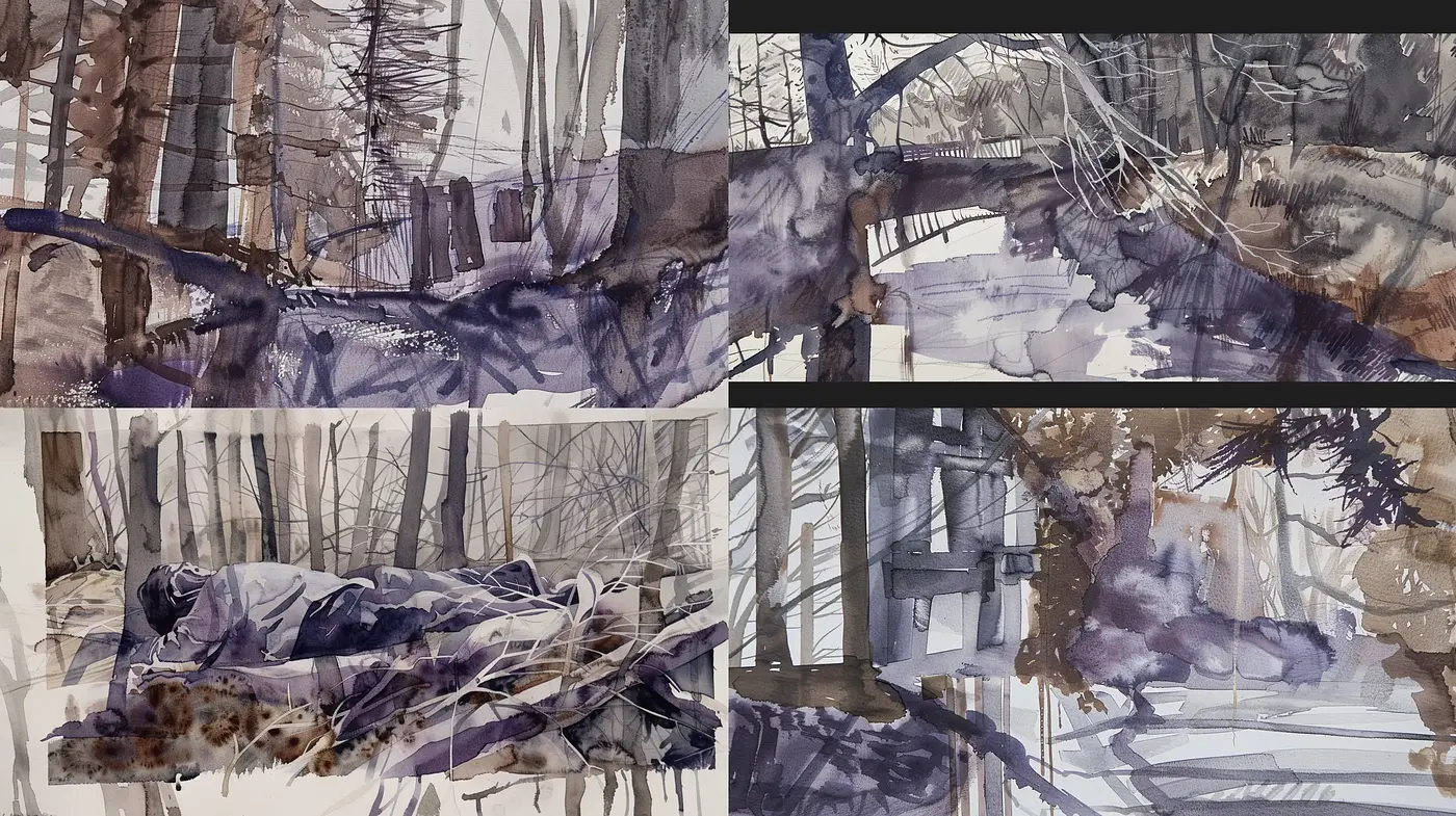 Ethereal Watercolor Woodland Scenes - Midjourney sref style
