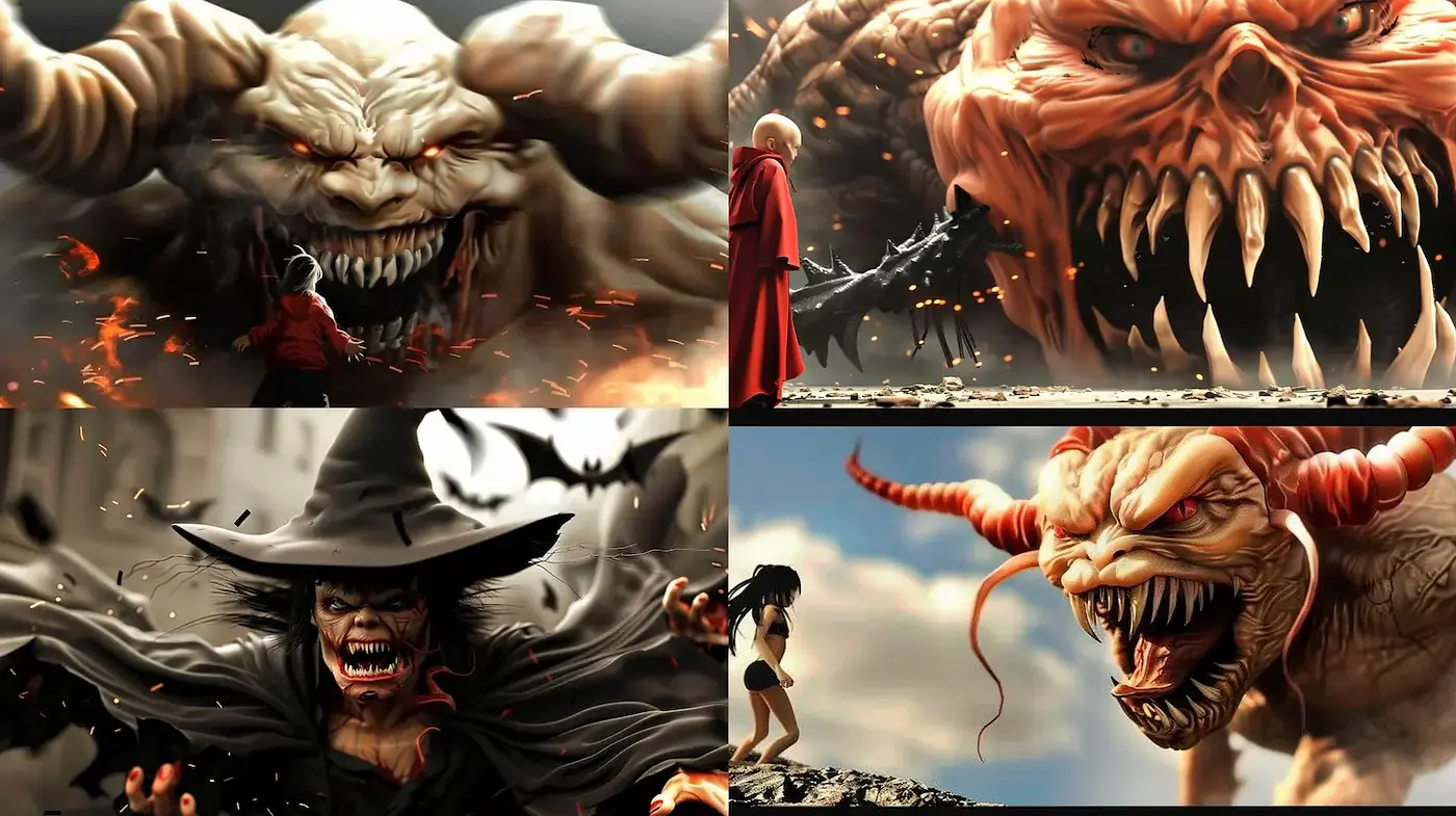 Dynamic and Intense Fantasy Illustrations with a Dark Tone - Midjourney sref style