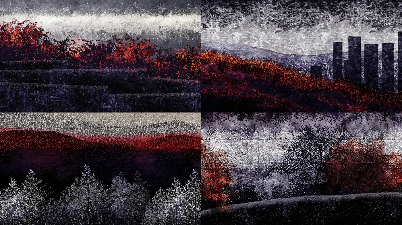 Ethereal Nocturne: A Fusion of Dark Somber Tones with Textural Contrasts - Midjourney sref style