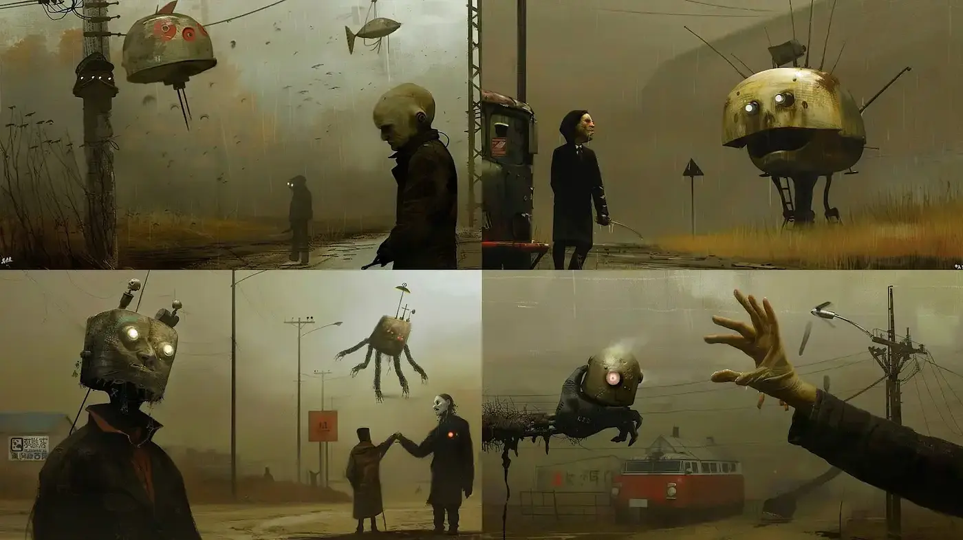 Dystopian Hues of Desolation and Retro-Futurism - Midjourney sref style