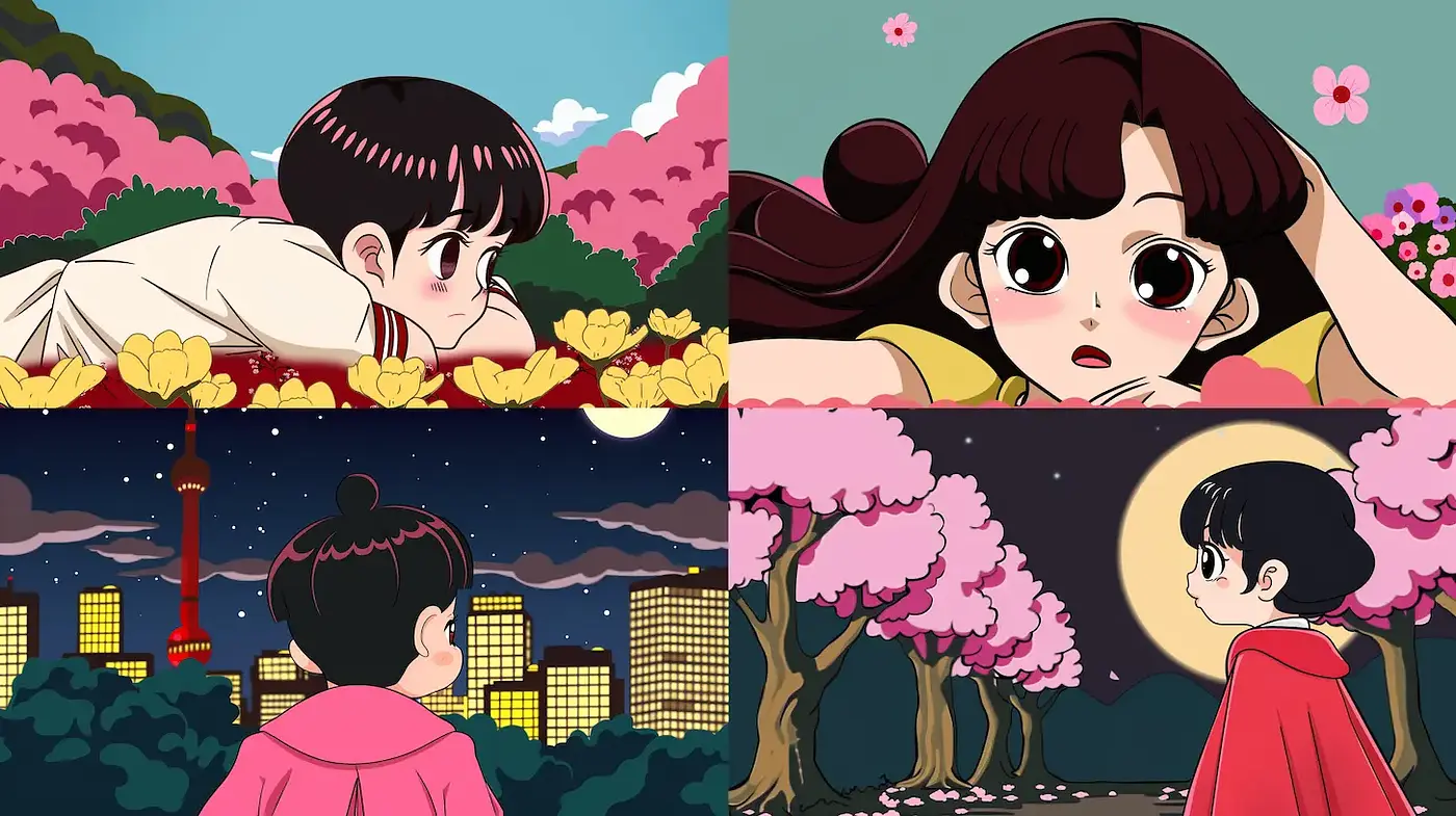 Charming and Vibrant Anime-Inspired Illustrations with a Touch of Nostalgia - Midjourney sref style