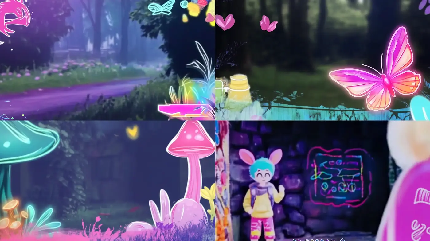 Enchanted Luminous Dreamland: A Fantastical Colorful Exploration - Midjourney sref style