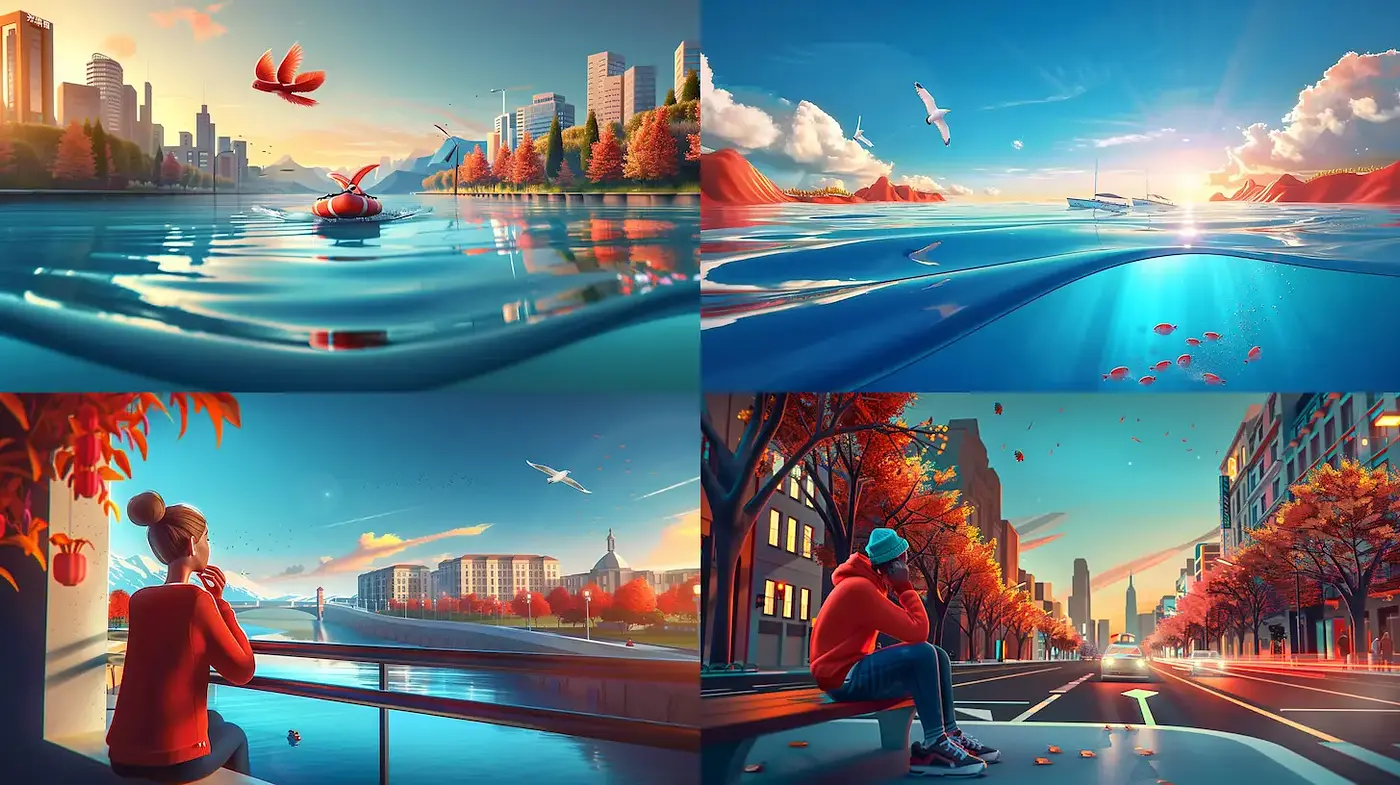 Contemporary Digital Art with Scenic Urban Landscapes - Midjourney sref style