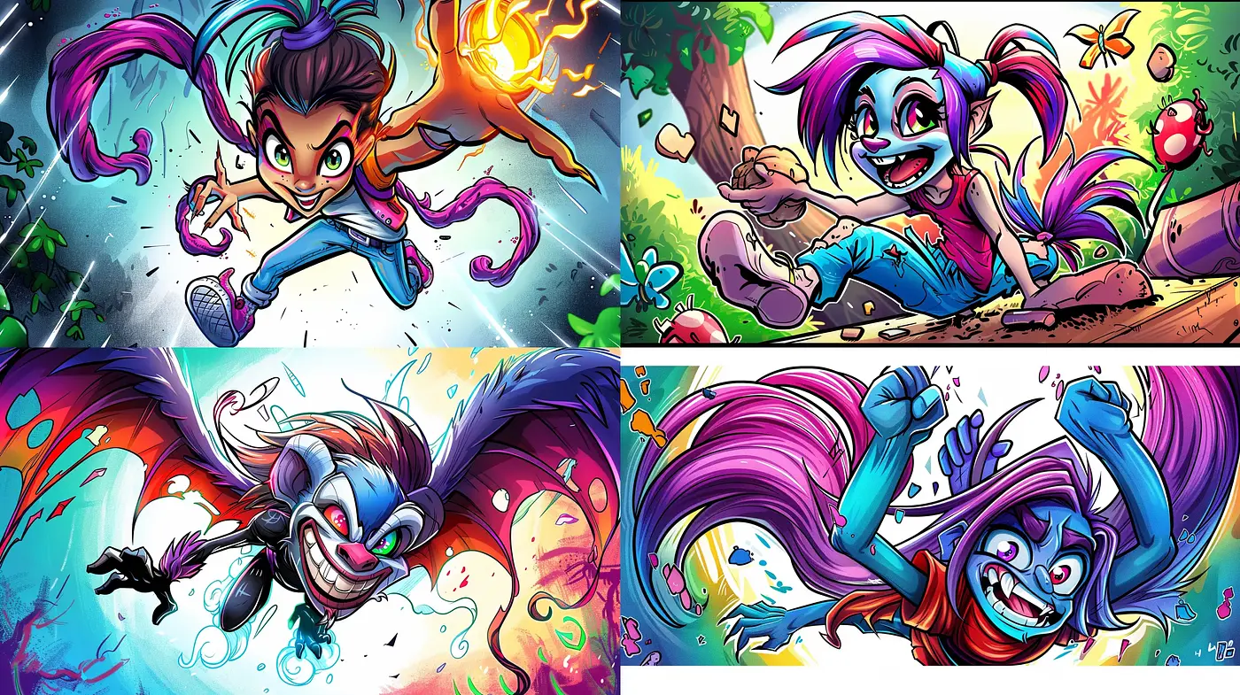 Vibrant Dynamism in Stylized Illustration - Midjourney sref style