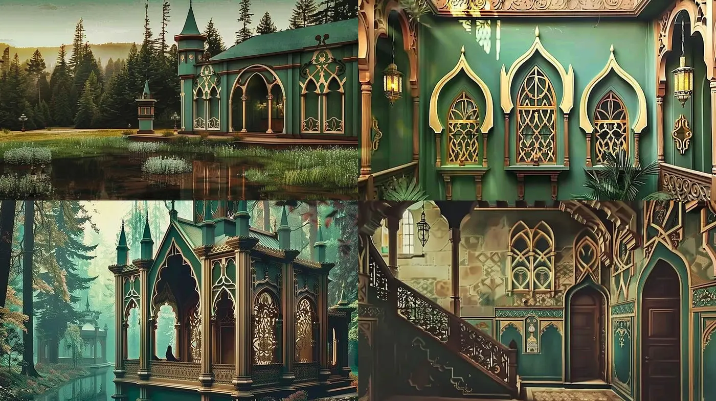 Enigmatic Sepia-Toned Dreamscape: A Homage to Stylized Gothic Architectural Elegance - Midjourney sref style