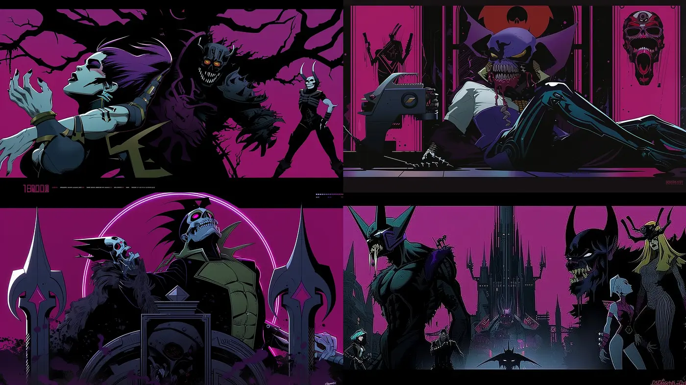 Gothic Cyberpunk Dreamscape: A Fusion of Dark Fantasy and Futuristic Noir - Midjourney sref style