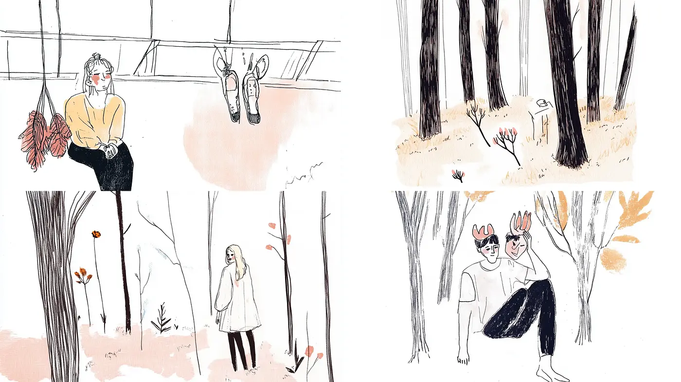 Whimsical Autumnal Sketches in Pastel Hues - Midjourney sref style
