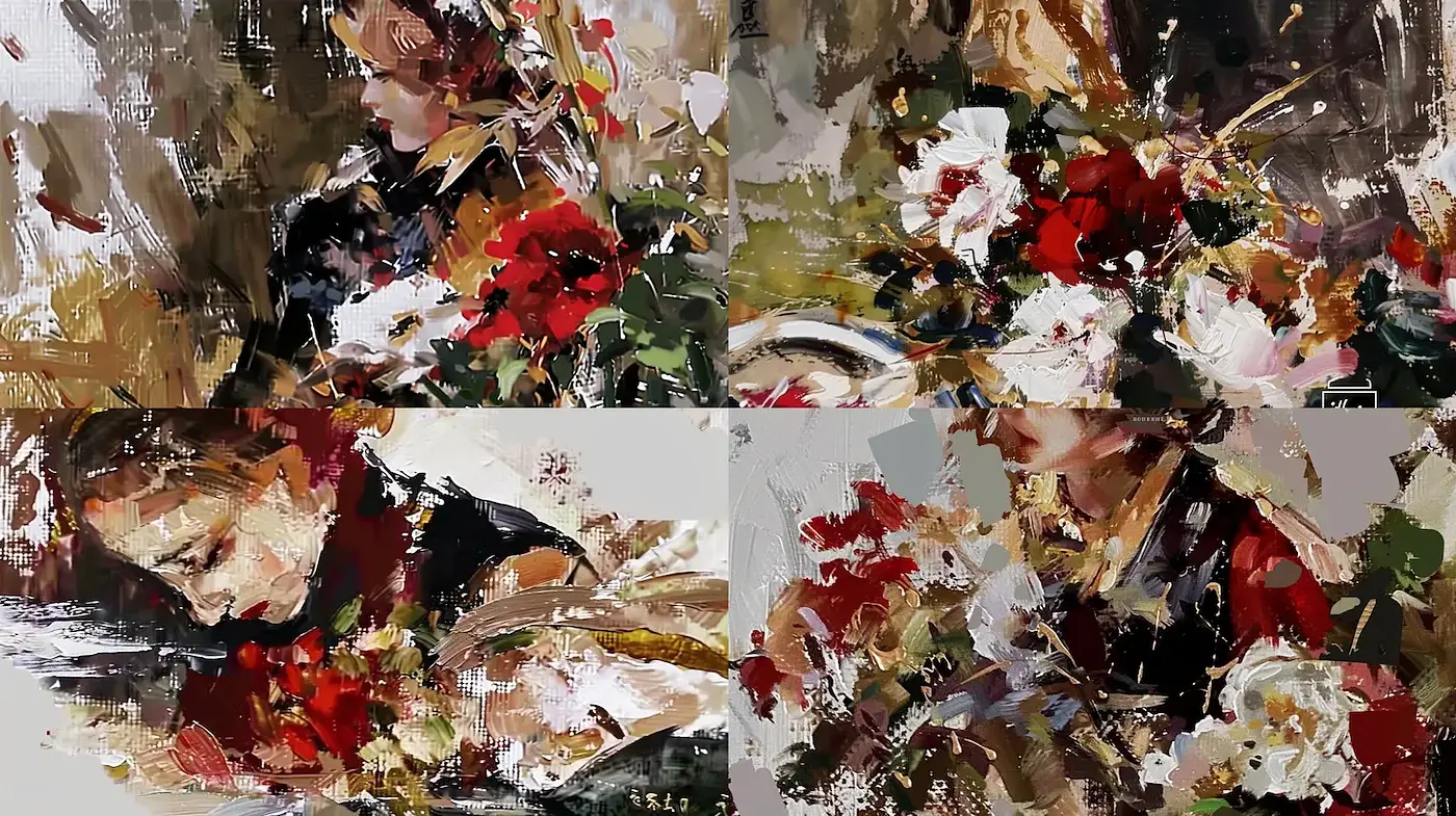 Dynamic and expressive impressionistic floral portraiture - Midjourney sref style