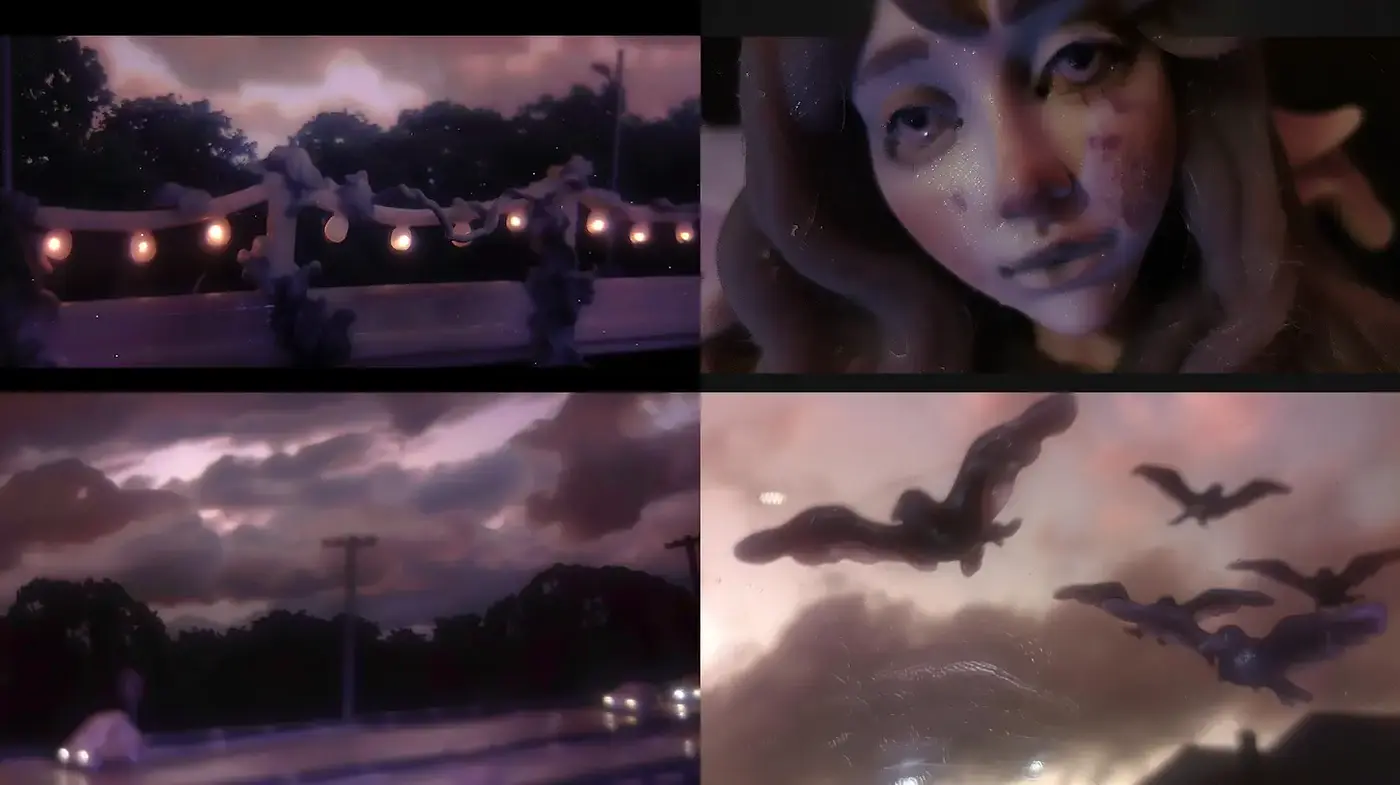 Surreal yet melancholic dreamscape blending realism and fantasy - Midjourney sref style