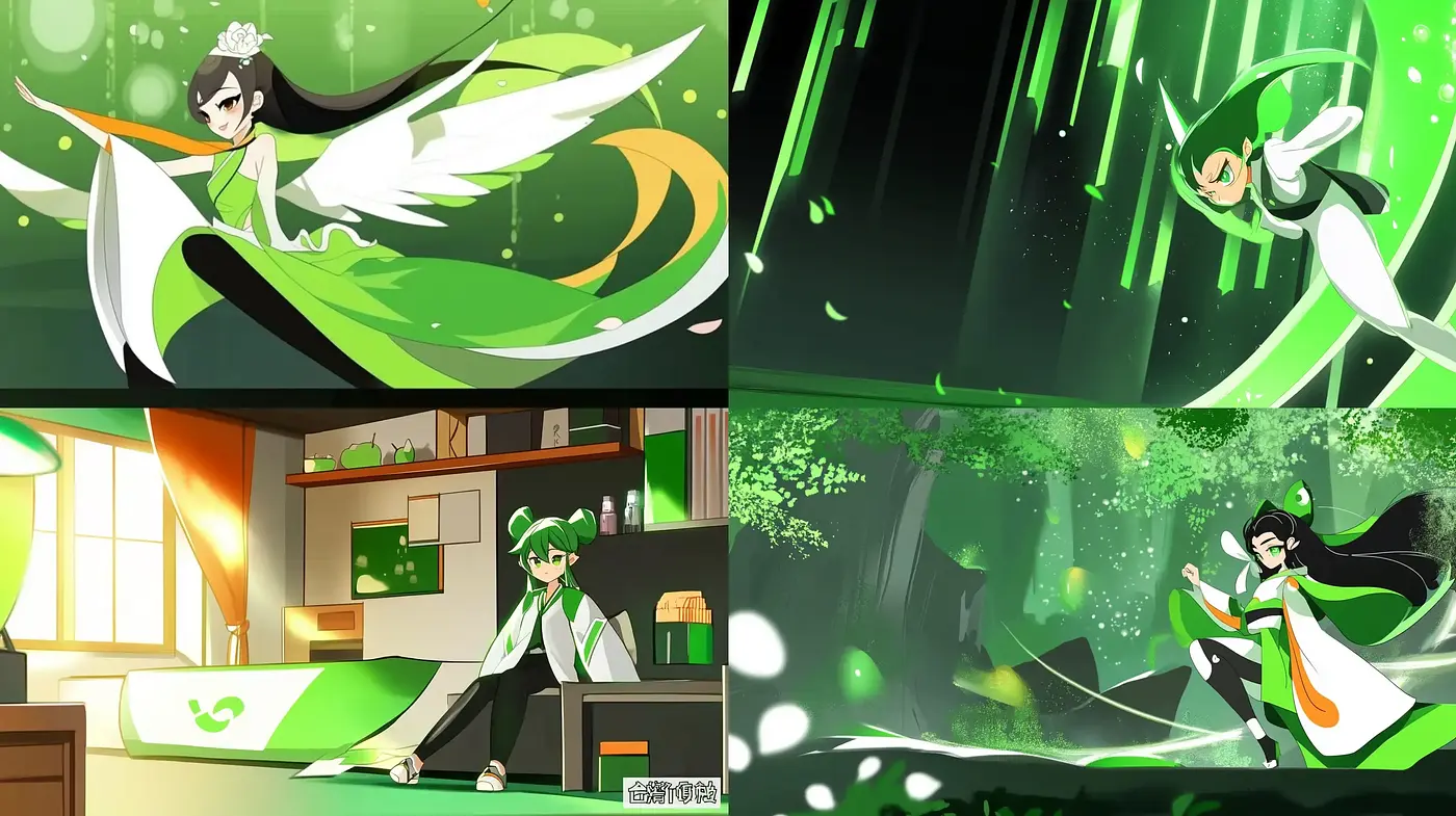 Luminous Ethereal Animation - A Study in Vibrant Shades of Emerald - Midjourney sref style