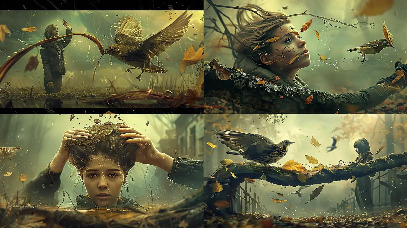 Whispers of Autumn: A Consistent Dance of Earth Tones and Textured Mystique - Midjourney sref style