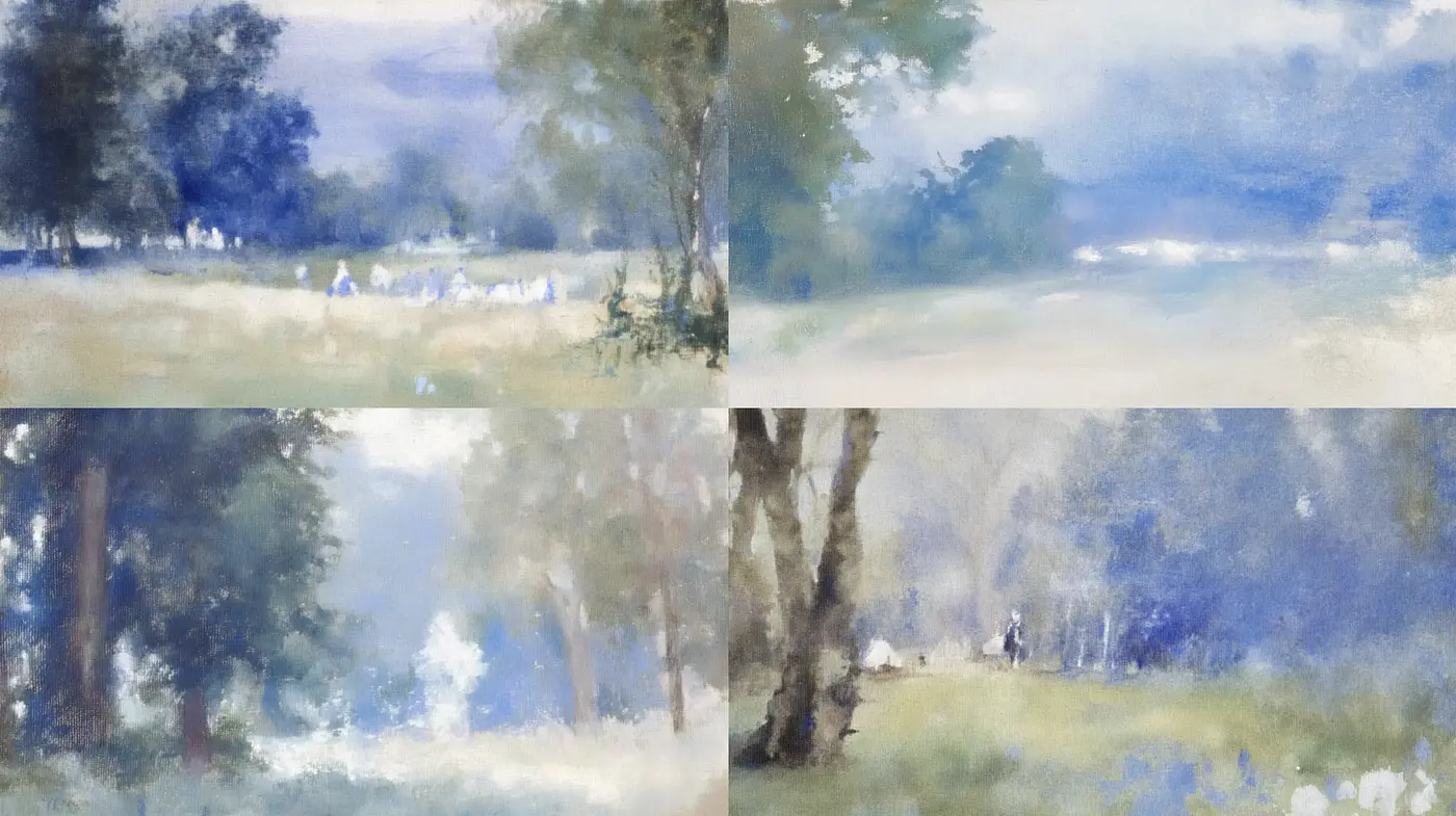 Ethereal Landscape Impressions in Cool Hues with a Hint of Warmth - Midjourney sref style