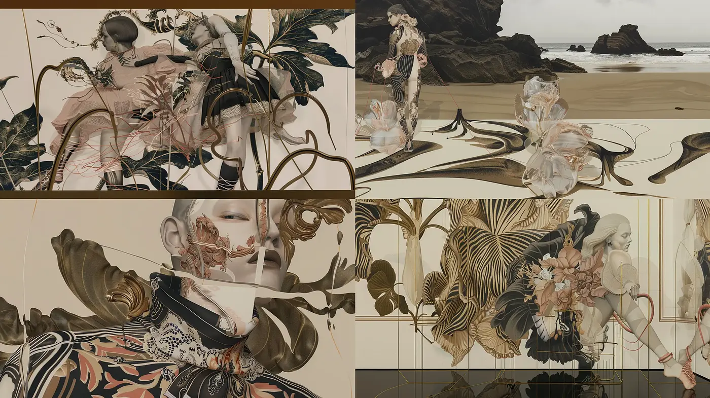 Ephemeral Botanical Dreamscape: A Fusion of Fluid Forms and Earth Tones - Midjourney sref style