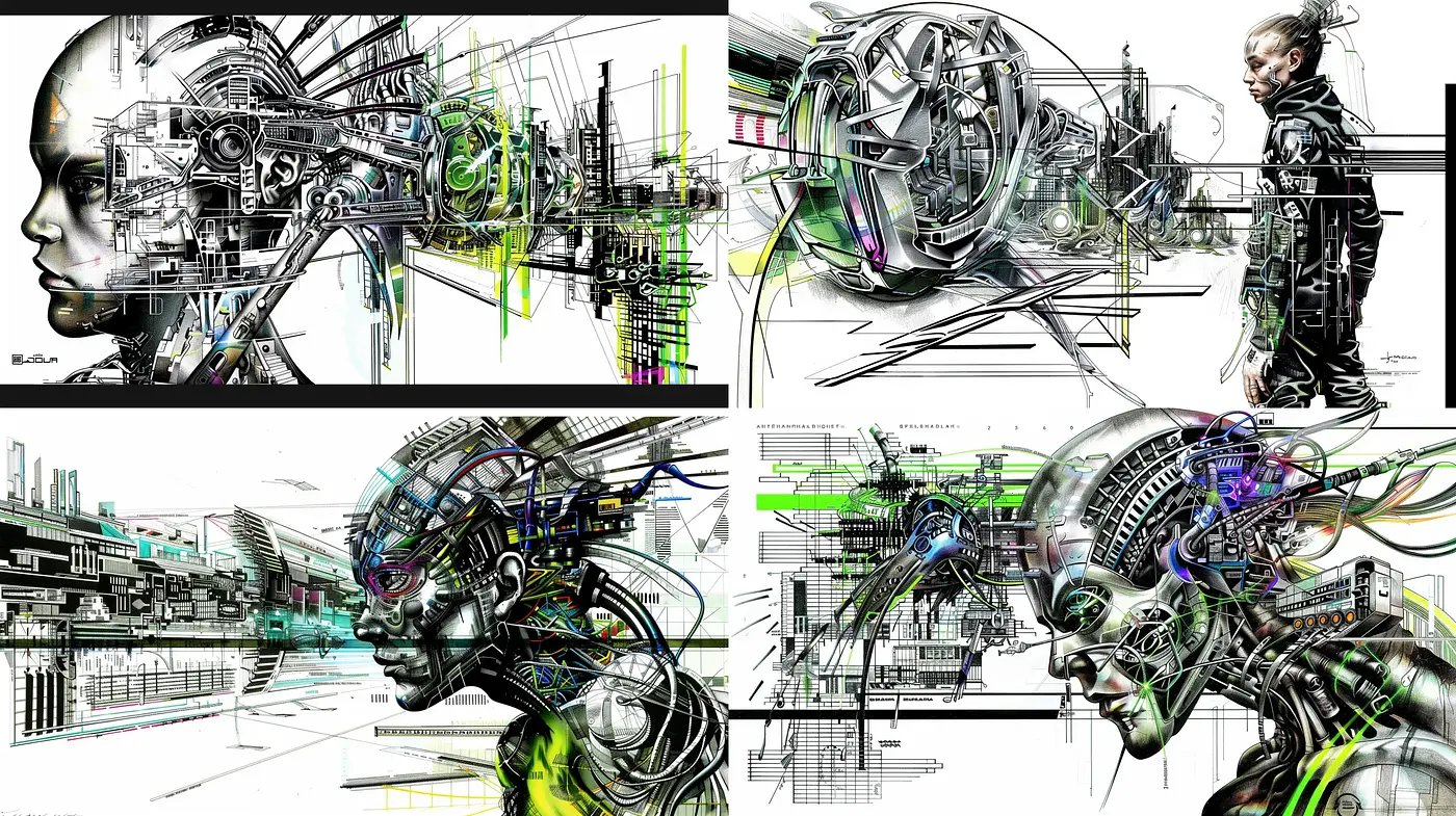 Futuristic Mechanical Synthesis Art Style - Midjourney sref style