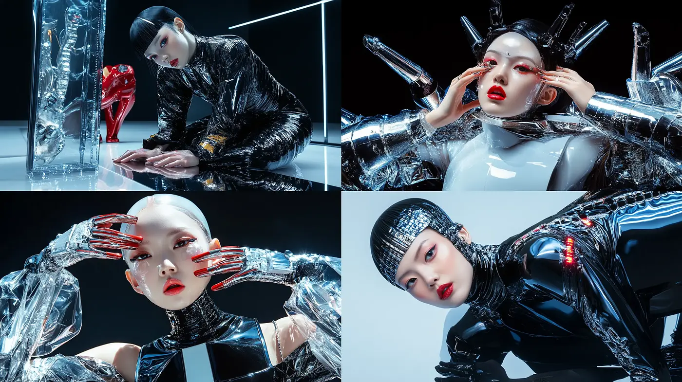 Futuristic Cyber Elegance With a Glossy Finish - Midjourney sref style