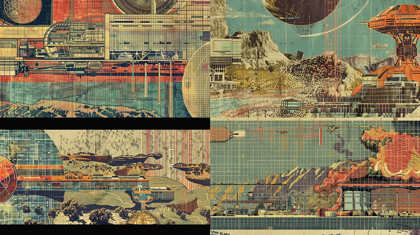 Retro-Futuristic Nostalgia: A Tapestry of Vintage Sci-Fi Dreamscapes - Midjourney sref style
