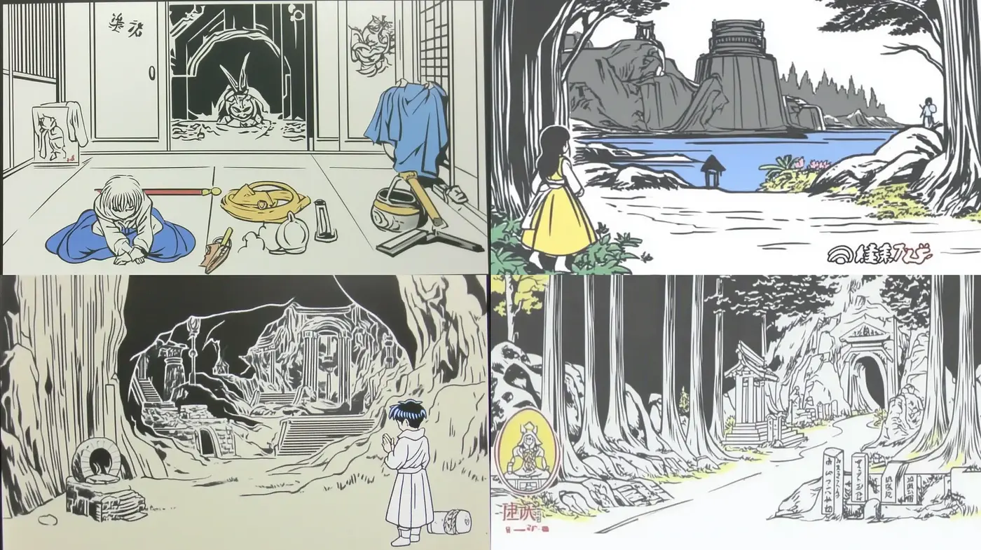 Synthesized Serenity of Monochrome Manga Vignettes - Midjourney sref style