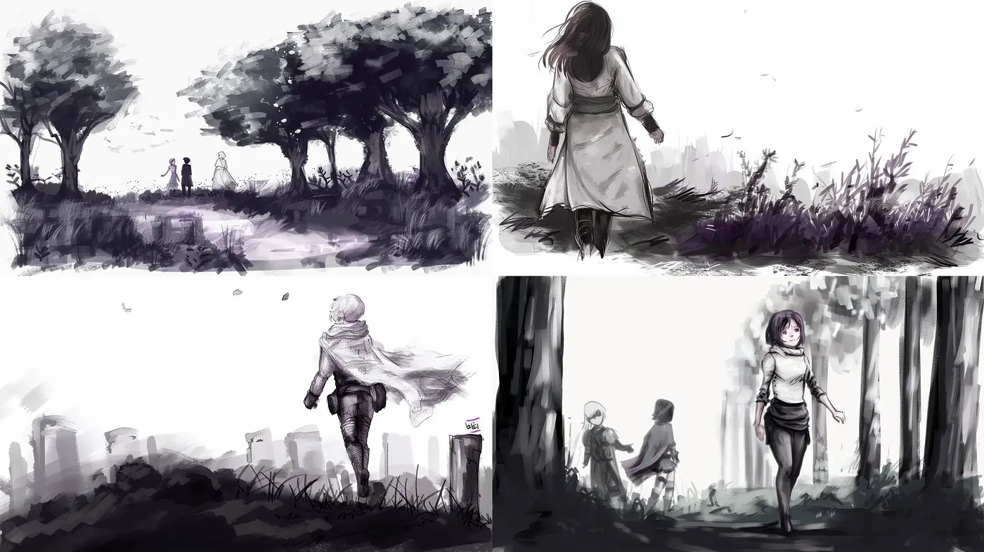 Monochromatic Whispers with a Touch of Melancholy - Midjourney sref style