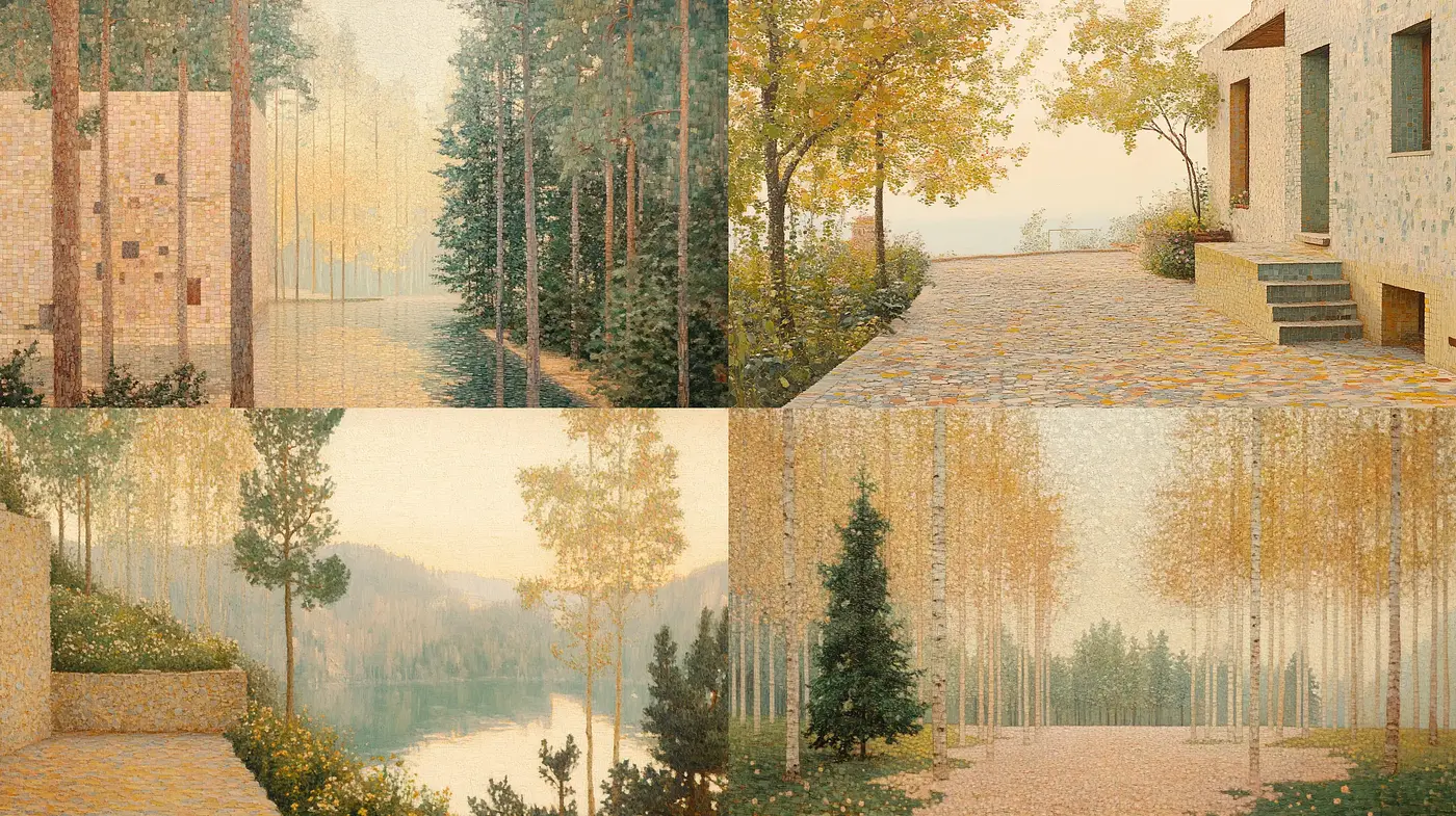Autumnal Hues of Pointillist Influence and Impressionistic Serenity - Midjourney sref style