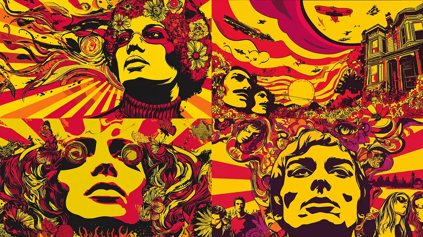 Psychedelic Fusion of Bold Colors and Exaggerated Forms - Midjourney sref style