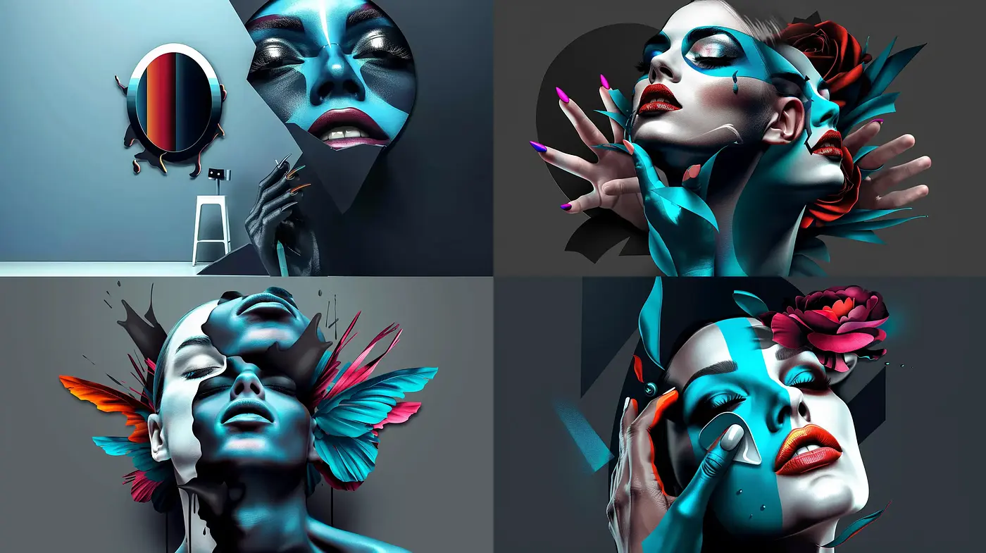 Surrealist Digital Dreamscapes with Vibrant Contrast - Midjourney sref style
