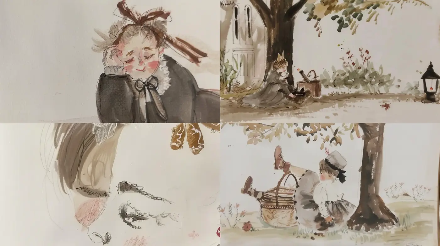 Whimsical Autumn Watercolor Serenity - Midjourney sref style