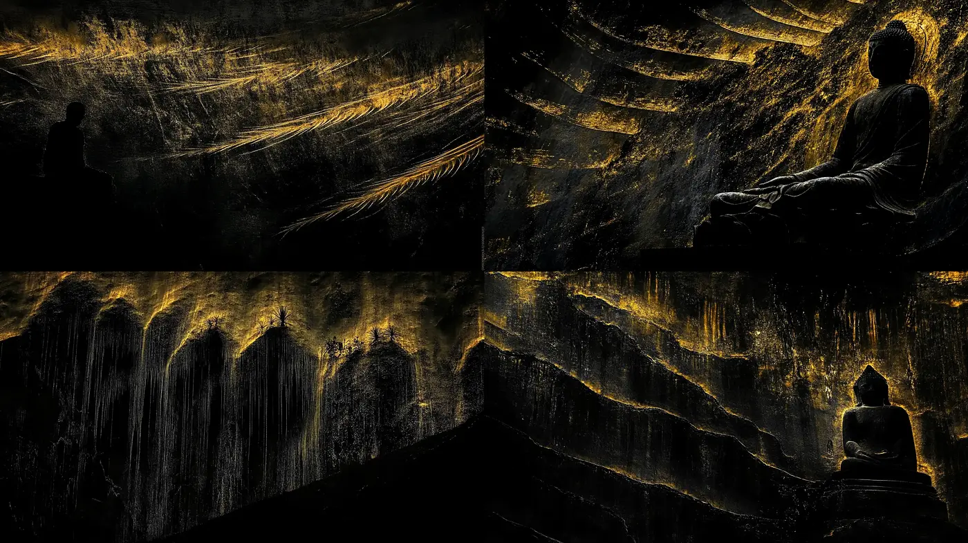 Ephemeral Shimmer: Interplay of Light and Shadow in Abstract Expression - Midjourney sref style