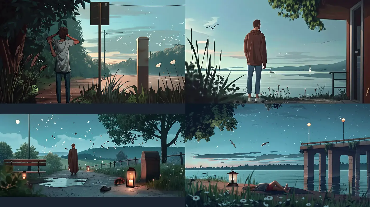 Serene Dusk and Dawn Vistas: A Study in Tranquil Hues and Subdued Light - Midjourney sref style