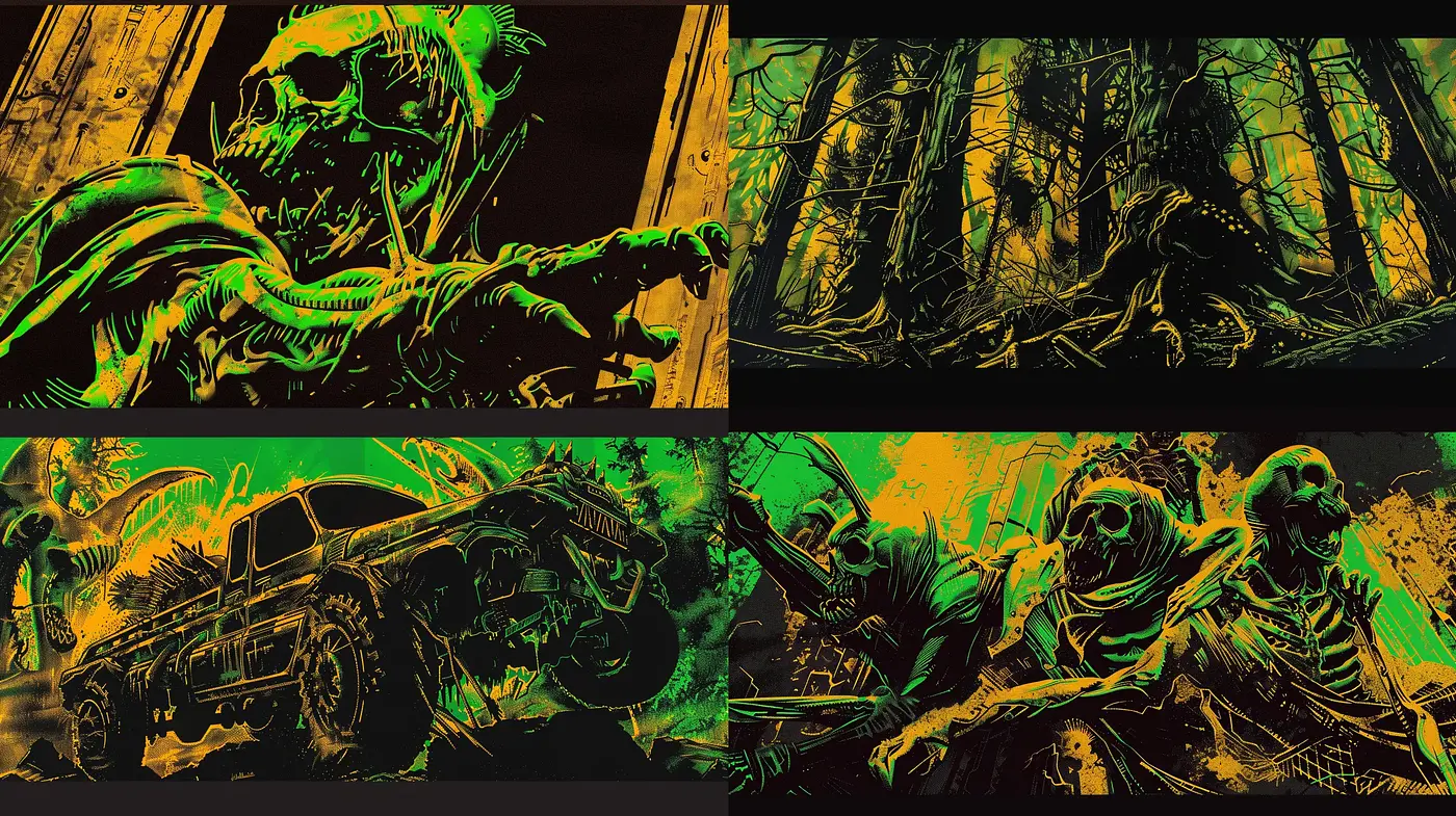 Eerie Nocturnal Luminance with Gothic Comic Book Allure - Midjourney sref style
