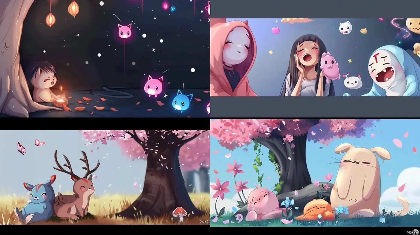 Whimsical Storybook Vignettes with Anime Inflections - Midjourney sref style