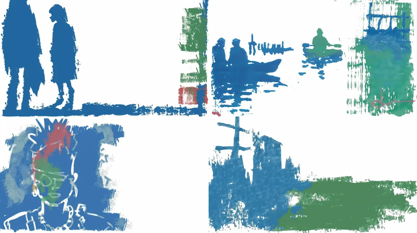 Abstract Brushstroke Fusion with a Modern Artistic Vibe - Midjourney sref style
